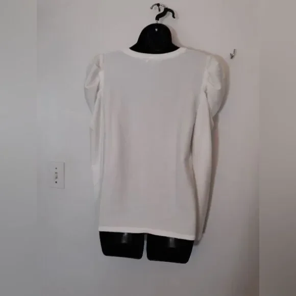 Nine West white puffy sleeve sweater - Picture 2 of 4